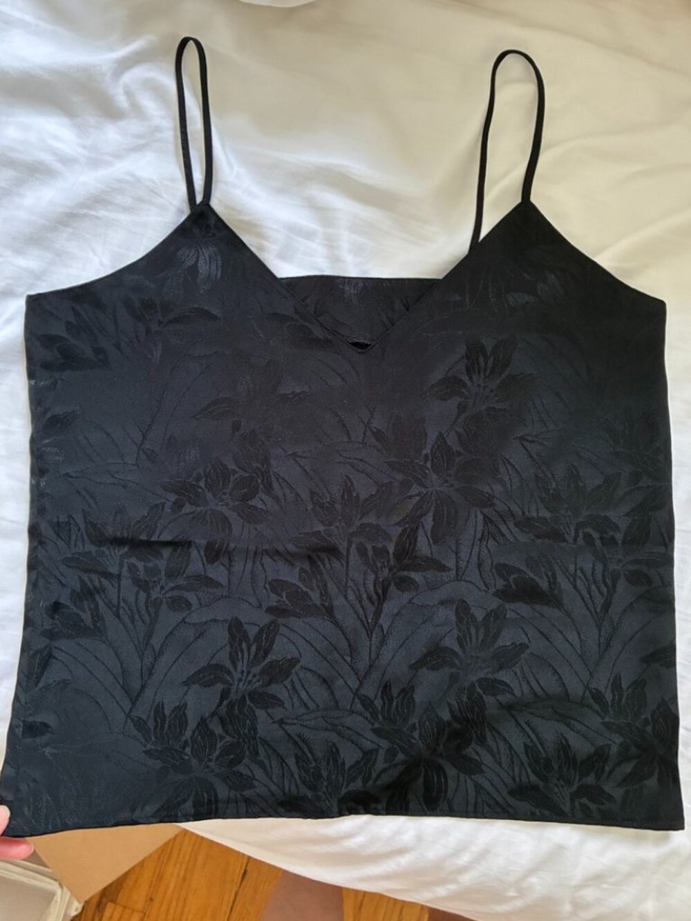 Silk Black Floral Camisole